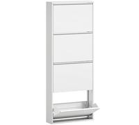 HOMCOM Estantería de Zapatos de Metal Delgada para hasta 8 pares de zapatos, 4 cajones plegables, para entrada y pasillo, Blanco
