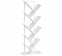 HOMCOM Estantería en forma de árbol de 9 niveles, estantería industrial independiente con marco de acero, unidad de almacenamiento para CDs, DVDs, Blanco