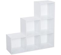 HomCom® Estantería Escalera Armario de Almacenamiento 6 Cubos Madera Blanca Aosom España