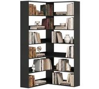 HOMCOM Estantería esquinera de 7 niveles, en forma de L con protector trasero antideslizante, estantes de almacenamiento para sala de estar, dormitorio y oficina en casa, 90 x 90 x 180 cm, efecto