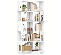 HOMCOM - Estantería esquinera, estante de almacenamiento de 6 niveles con paneles laterales arqueados, estilo moderno, mueble de almacenamiento para oficina, sala de estar, dormitorio, 60 x 60 x 165,5