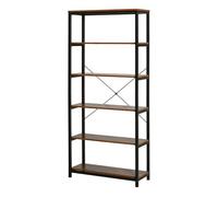 HOMCOM Estantería Estilo Industrial Retro con 6 Estantes Abiertos para Libros y Sistema Antivuelco Almacenaje para Salón Oficina 80x30x180 cm Marrón Rústico