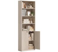 HOMCOM Estantería Estrecha 6 Niveles Alta 60x24x182 cm Efecto Roble | Estantería independiente con armario, estante ajustable, para sala de estar, estudio, oficina en casa