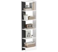 HOMCOM Estantería Estrecha de 5 baldas, estantería Moderna y compacta de Madera, estantería para baño, salón, Dormitorio, Estudio y Oficina, 45 x 21 x 170 cm, Blanco y Negro