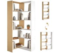 HOMCOM Estantería Expandible 5 Niveles 111,5x23,8x163,7cm Natural Blanco