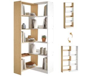 HOMCOM Estantería Expandible 5 Niveles 111,5x23,8x163,7cm Natural Blanco