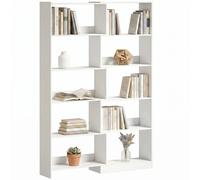 HOMCOM Estantería Expandible 5 Niveles, Librería para Libros Giratoria 350°, Ancho Ajustable, Convertible en en L, Recta o Compacta para Salón, Dormitorio, Estudio 111,5x23,8x163,7 cm Blanco BLANCO