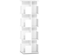 HOMCOM Estantería giratoria de 4 niveles, 16 cubos, de fácil acceso, para dormitorio, salón, despacho, tablero de partículas, blanco Aosom España