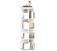 HOMCOM Estantería giratoria de biblioteca de 4 niveles, estantería de almacenamiento con 16 compartimentos, unidad de almacenamiento para salón, escritorio, dormitorio, 39x39 x cm, Blanco