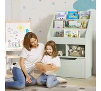 HOMCOM estantería infantil con cajón, 3 compartimentos de almacenamiento, 2 compartimentos abiertos Gris claro