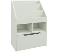 HOMCOM Estantería Infantil de Madera con 3 Compartimentos 2 Cubos y Cajón Móvil con 4 Ruedas 60x29,9x90 cm Verde Aosom España