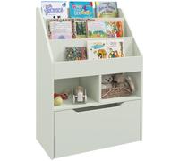 HOMCOM Estantería Infantil de Madera con 3 Compartimentos 2 Cubos y Cajón Móvil con 4 Ruedas Librería Infantil para Habitación de Niños Sala de Juegos 60x29,9x90 cm Green 60x29.9x90cm