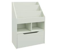 HomCom Estantería infantil de madera con 3 compartimentos, 2 cubos y cajón móvil 60x29,9x90 cm Verde