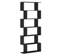 HOMCOM Estantería Librera 6 Estantes Madera Forma S 80x24x191 cm Estantes Color Negro Aosom España