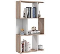 HOMCOM Estantería Librería 3 Estante Estantería Alta Pared Estante de Exposición Forma S Diseño Moderno para Salón Oficina 60x24x111.4cm Madera