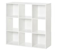 HOMCOM Estantería Librería 3 Niveles Armario de Almacenamiento 9 Cubos Estantería de Pie Separador de Habitación Estante de Exposición 91,5x29,5x91,5cm Madera