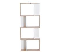 HOMCOM Estantería Librería 4 Estante Estantería Alta Pared Estante de Exposición Forma S Diseño Moderno para Salón Oficina 60x24x148cm Madera