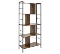 HomCom Estantería Librería 4 Niveles 8 compartimentos Estilo industrial 74x30x157,5 cm Marrón rústico