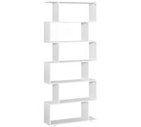 HOMCOM Estanteria Libreria 6 Estantes Madera Forma S 80x24x191 cm Estantes Color Blanco Aosom España