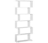 HOMCOM Estanteria Libreria 6 Estantes Madera Forma S 80x24x191 cm Estantes Color Blanco Aosom España