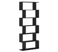 HOMCOM Estanteria Libreria 6 Estantes Madera Forma S 80x24x191 cm Estantes Color Negro