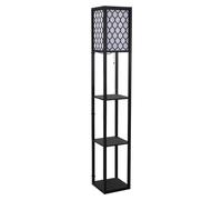 HOMCOM Estantería Librería Alta de 3 Niveles con Bombilla para Salón Dormitorio Estante de Exposición para Sala Adornos Estantería Moderna Blanco y Negro 26x26x160cm Aosom España