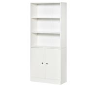 HOMCOM Estantería Librería con 3 Compartimentos Abiertos y 1 Armario con Estante Ajustable Almacenaje para Salón Estudio 70x29,5x167 cm Blanco