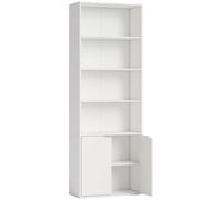 HOMCOM Estantería Librería Blanca con 4 Compartimentos Abiertos y Armario para Libros Plantas Salón Estudio 59x29x180cm Aosom España