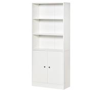 HOMCOM Estantería Librería con 3 Compartimentos Abiertos y 1 Armario con Estante Ajustable Almacenaje para Salón Estudio 70x29,5x167 cm Blanco