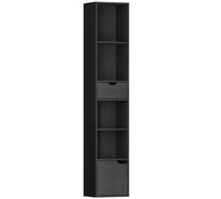 HOMCOM Estantería Librería de 4 Baldas Abiertas con Armario y Cajón 30x24x158 cm Negro Aosom España
