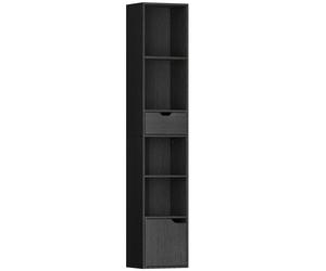 HOMCOM Estantería Librería de 4 Baldas Abiertas con Armario y Cajón 30x24x158 cm Negro Aosom España