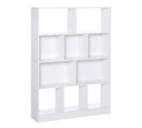 HOMCOM Estantería Librería de 4 Niveles con 10 Compartimentos para Libros Plantas Almacenaje Multiusos 100x23,8x140 cm Blanco Aosom España