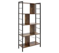 HomCom Estantería Librería 4 Niveles 8 compartimentos Estilo industrial 74x30x157,5 cm Marrón rústico
