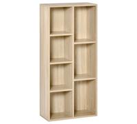 HOMCOM Estantería Librería de Madera Armario de Libros con 7 Compartimentos para Plantas Archivos 50x24x106 cm Roble Aosom España