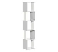 Homcom estantería librería en forma s estantería para libros con 5 estantes abiertos para salón oficina estudio antivuelco carga 100 kg 33x28x161 cm blanco y gris claro