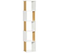 HOMCOM Estantería Librería Innovadora en Forma S con 5 Estantes Ideal para Libros Salón Oficina 33x28x161 cm Blanco Aosom España