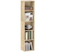 HOMCOM Estantería librero de 5 Niveles, 30x24x133.5 cm, Natural | Unidad de almacenamiento con estantes ajustables, para salón, dormitorio, oficina