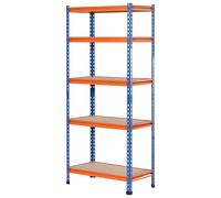 HomCom Estantería metálica de almacenaje 5 niveles ajustables 80x40x182 cm 300 kg azul y naranja