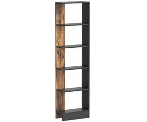 HOMCOM Estantería Moderna Ahorraespacio de 5 Estantes en Madera 45x21x170 cm, Marrón y Negro Aosom España