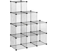 HOMCOM Estantería Modular de 9 Cubos Apilable de Alambre DIY Organizador Multiuso para Salón Negro Aosom España