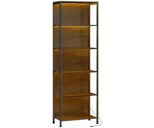 HOMCOM Estantería Negra de 5 Niveles 60x30x179 cm con Luces LED de 7 Colores Marco de Acero Librería Industrial Negro Aosom España