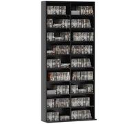 HOMCOM Estantería para CD, DVD y Bluray, soporte para hasta 640 CD o 360 DVD o 430 Bluray, almacenamiento con estante ajustable, estantería para libros y medios para la sala de estar, 78,5 x 24 x 175