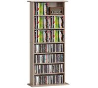 HOMCOM Estantería para CDs y DVDs Soportes para CD Estrechos con 8 Compartimentos Estantes Ajustables para Salón Oficina Caqui oscuro