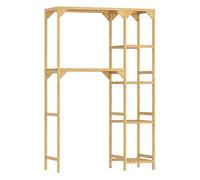 Homcom estantería para lavadora de bambú, mueble para lavadora o inodoro con estantes reversibles y ajustables, ahorra espacio, para lavandería, baño, madera natural 40 cm