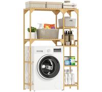 HOMCOM Estantería para Lavadora de Bambú Mueble para Lavadora o Inodoro con Estantes Reversibles y Ajustables Madera Natural Natural Wood 100X40X157 cm