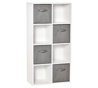 HOMCOM Estantería para Libros 8 Cubos, 61,5x30x121,6 cm Blanco y Gris