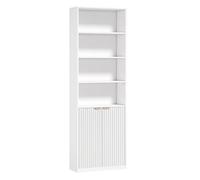 HOMCOM Estantería para Libros Alta y Estrecha Librería de 6 Niveles Blanco | 4 Compartimentos Abiertos, Estante Ajustable, Cierres Magnéticos, Armario para Salón, Estudio, Oficina, 60x24x182 cm