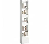 HOMCOM Estantería para Libros con 2 Cajones y Puerta 32x24x181,5 cm Blanco