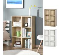 HomCom Estantería para libros 3 niveles, 6 compartimentos, 65,5x30x97,5 cm, Blanco