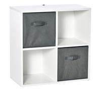 HOMCOM Estantería para Libros de 4 Cubos Librería Modular con 2 Cajones Extraíbles de Tela no Tejida para Oficina 61,5x30x61,5 cm Aosom España